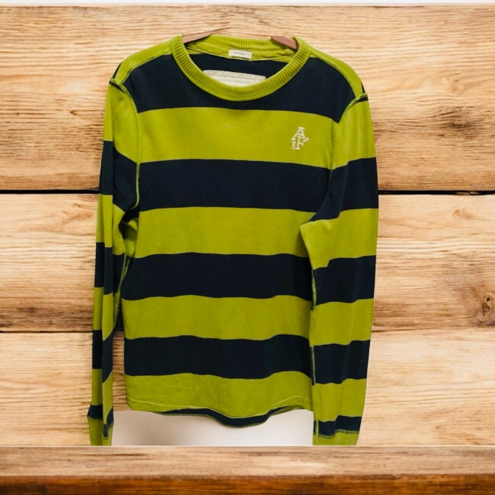 Abercrombie & Fitch Muscle Mens Striped Long Sleeve Crewneck Shirt Size